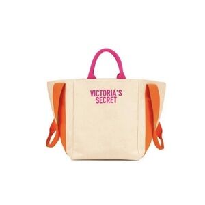 Victoria's Secret, Beach Canvas Tote Bag, Bombshell Summer Coral Orange & Pink👜
